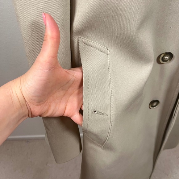 Vintage London Fog Mens Tan Trench Coat Zip Out Faux Fur Liner 38 Reg Beige - Picture 4 of 15